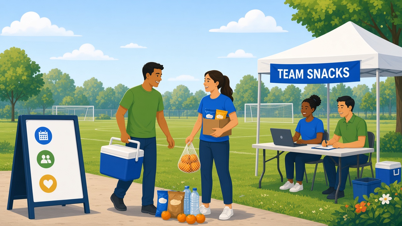 Parents coordinating team snack sign-ups for youth sports